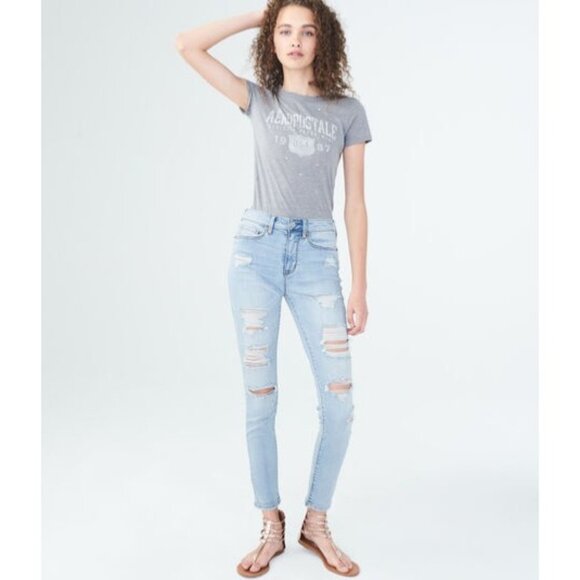 Aeropostale Seriously Stretchy High-Rise Jegging Size 6 Ripped Destroyed Skinny - Picture 11 of 11